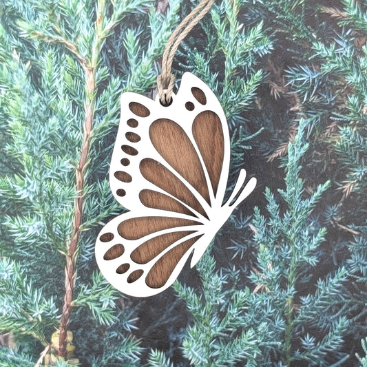 Butterfly Flying Wooden Christmas Ornament