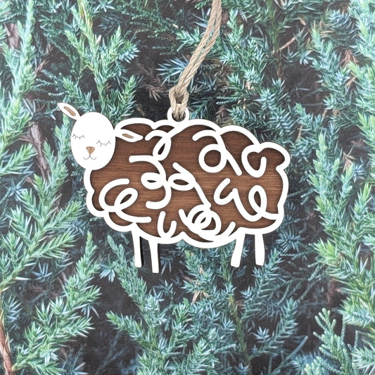 Sheep Wooden Christmas Ornament