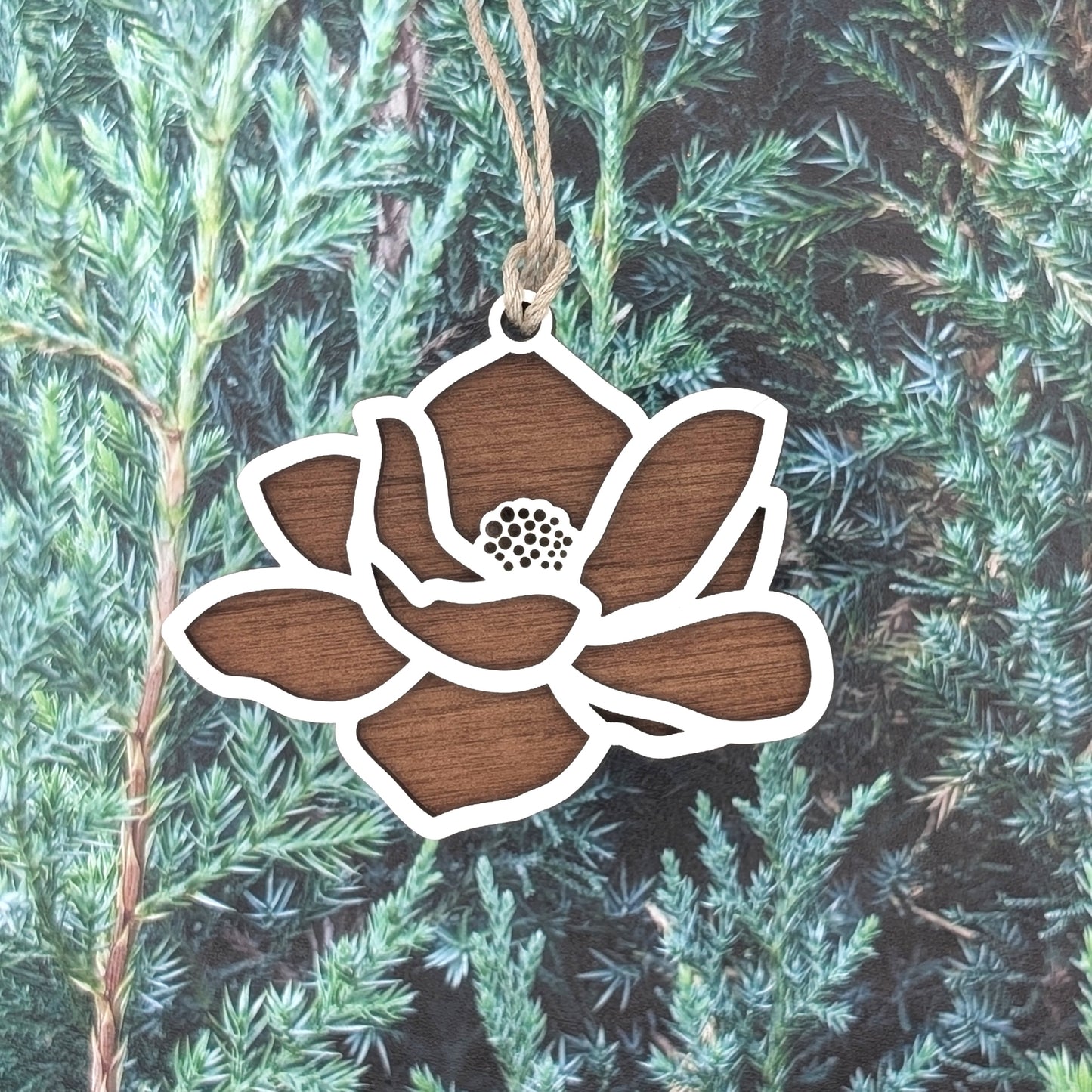 Magnolia Wooden Christmas Ornament