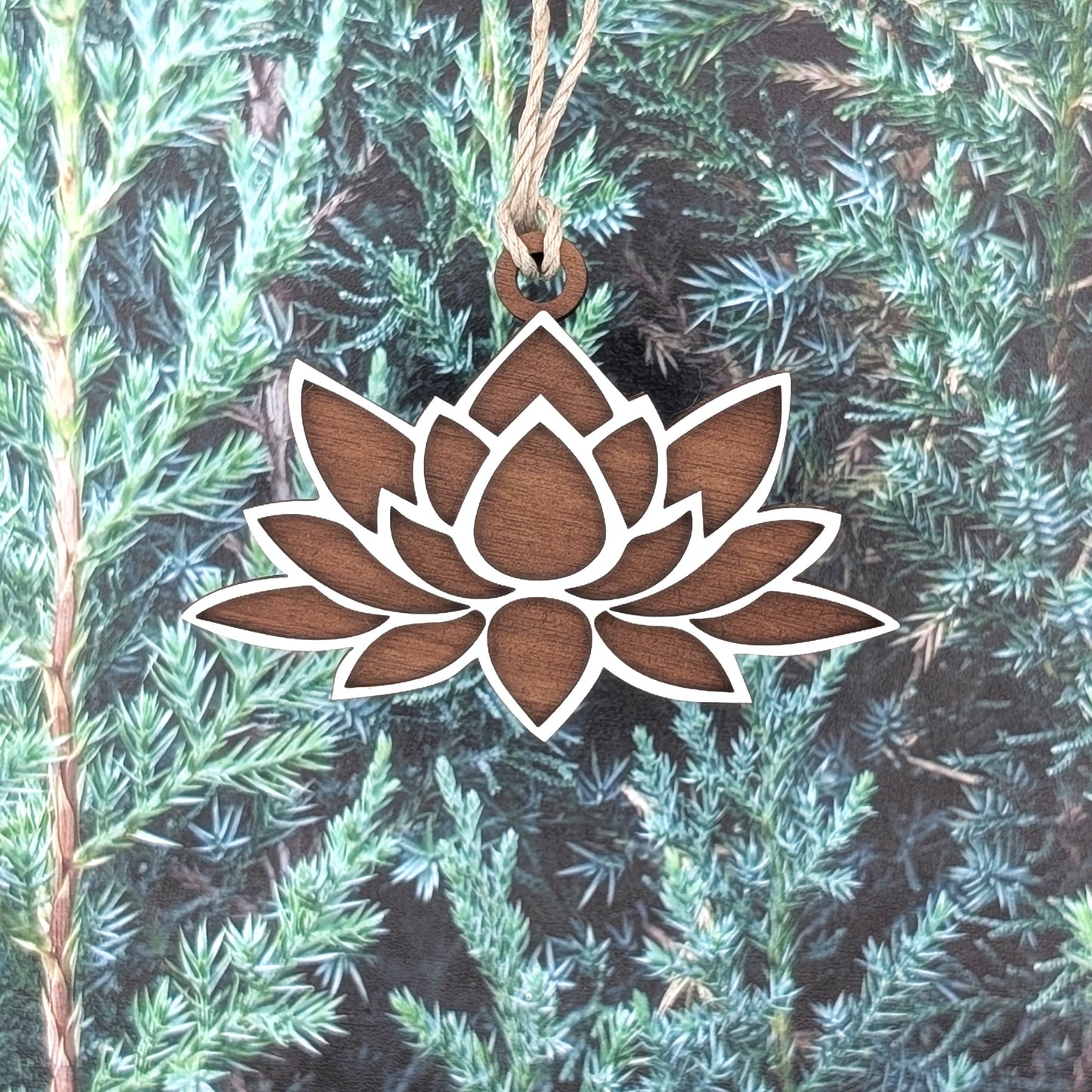 Lotus Flower Wooden Christmas Ornament, Yoga, New Beginnings