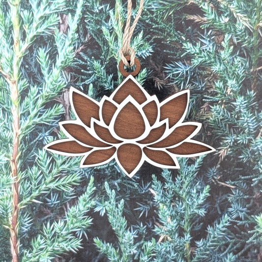 Lotus Flower Wooden Christmas Ornament, Yoga, New Beginnings