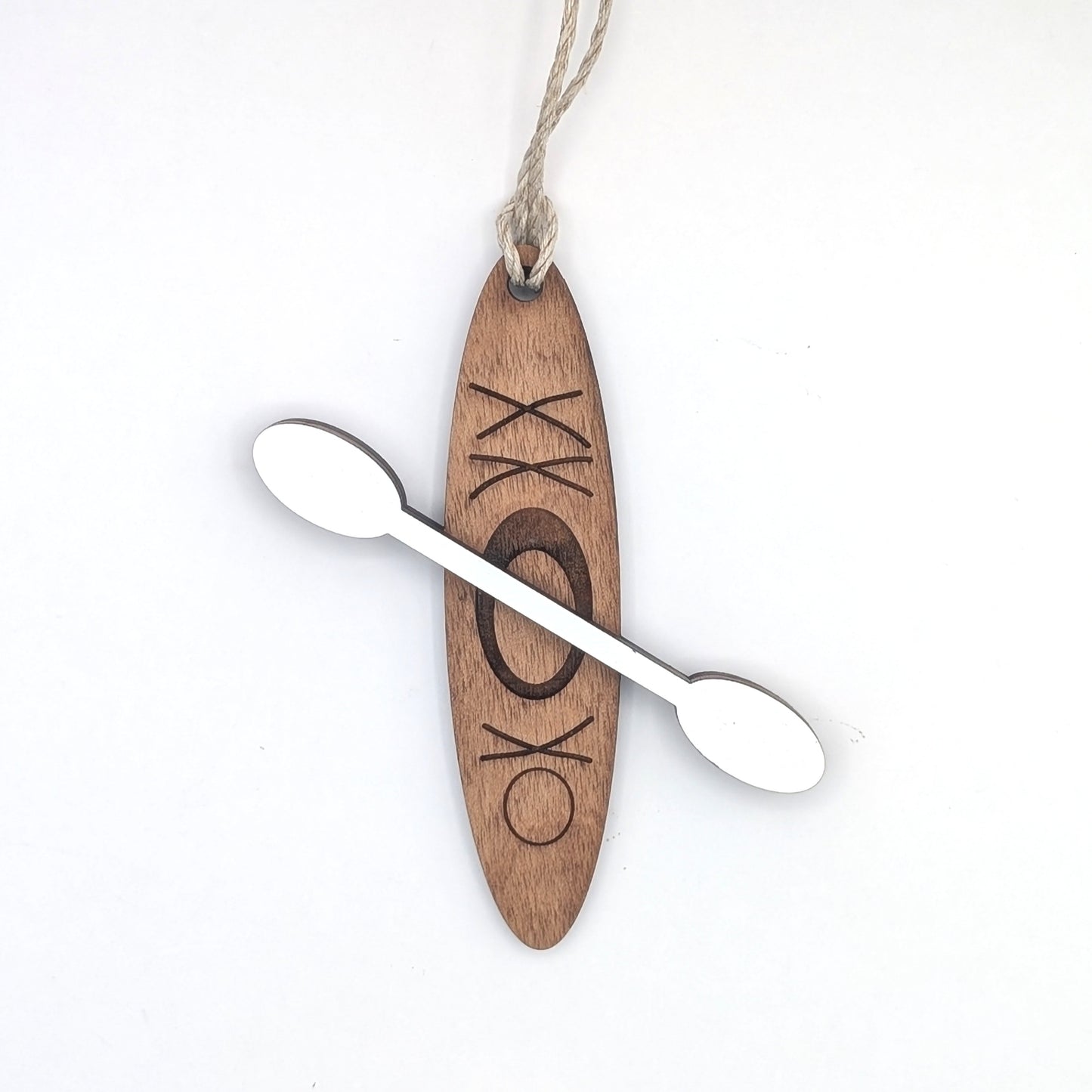 Kayak Wooden Christmas Ornament, Kayak and paddle