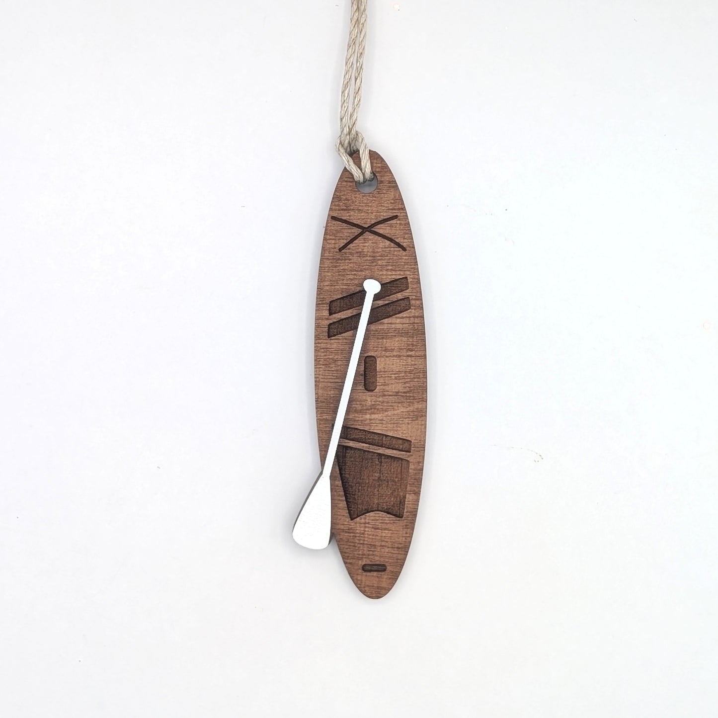 Stand Up Paddle Board Wooden Christmas Ornament, Board and paddle