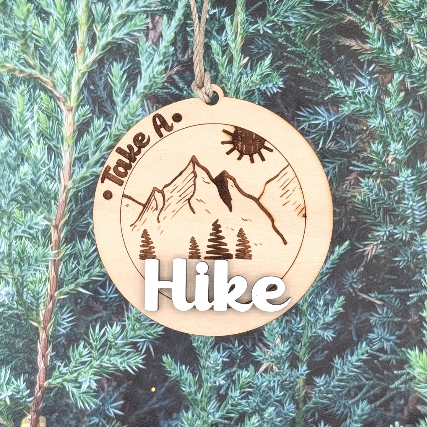 Take A Hike Christmas Ornament, Mountain and Sun outdoor Ornaments