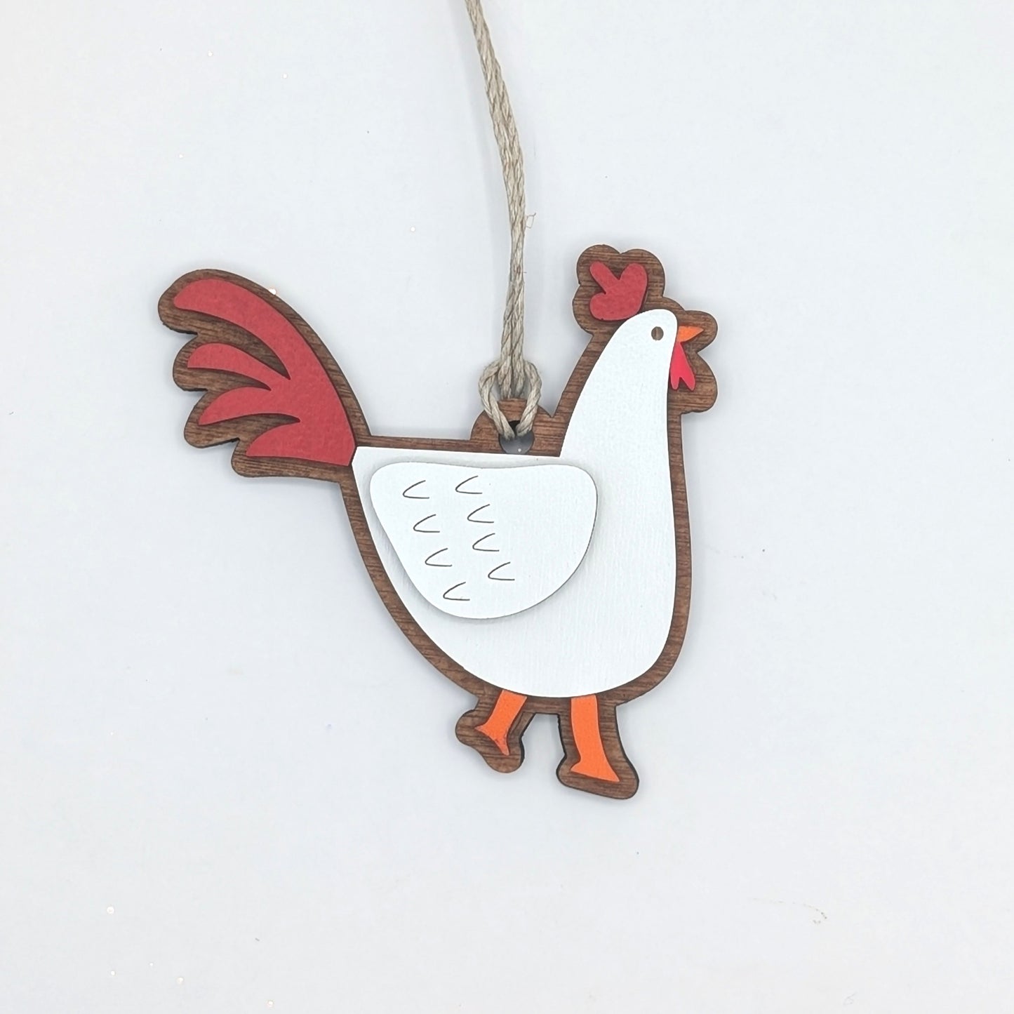 Chicken Wooden Christmas Ornament