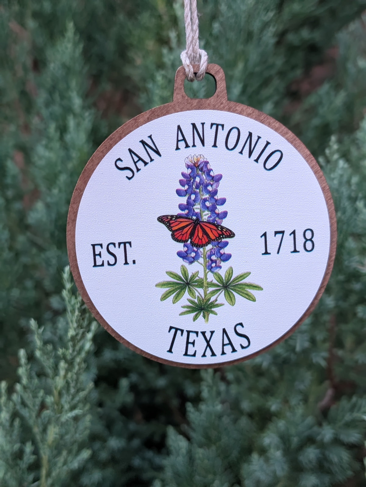 San Antonio Bluebonnet & Monarch Ornament