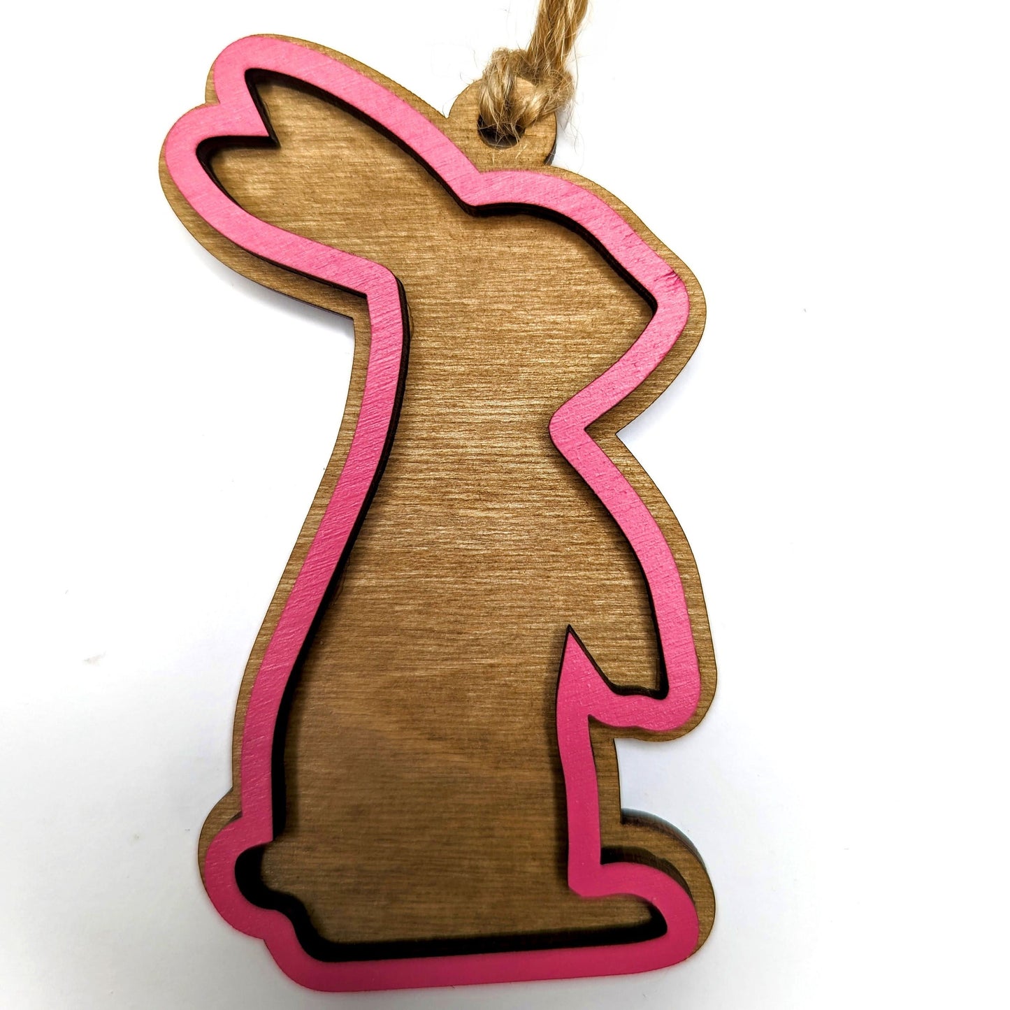 Bunny Ornament, rabbit outline, Personalize the bunny with name and year