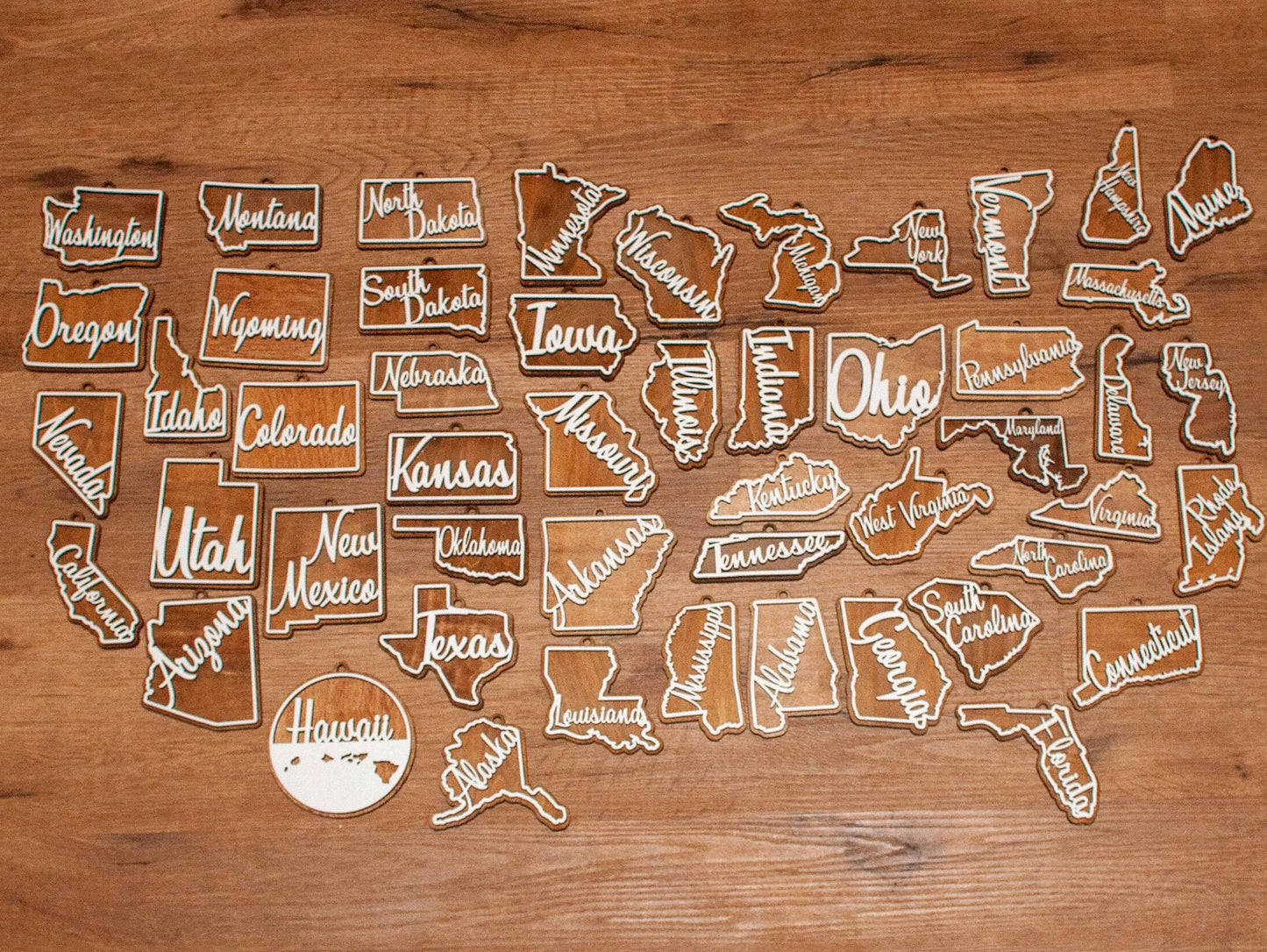 All 50 States wood christmas Ornaments