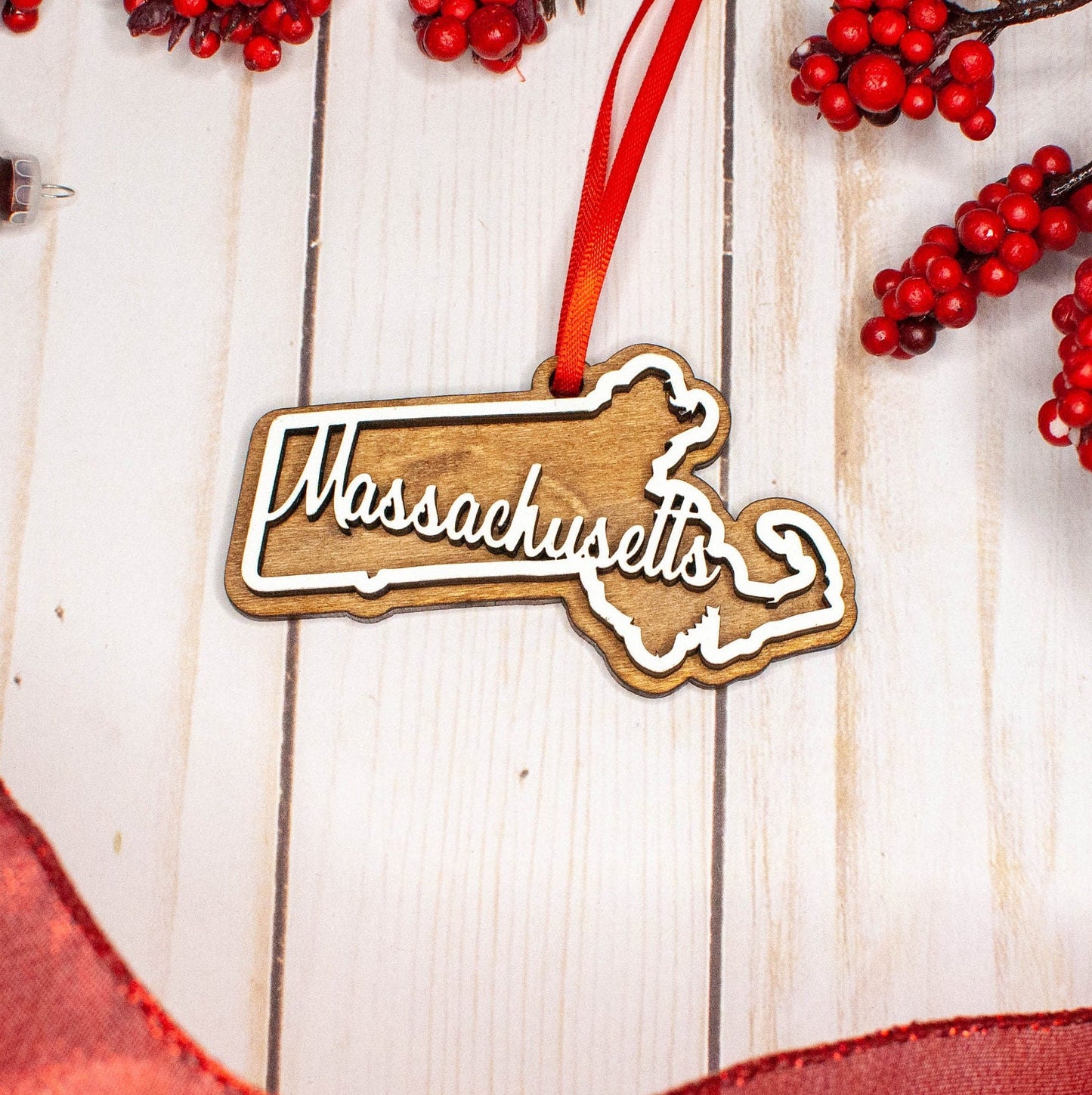 Massachusetts Christmas Ornament