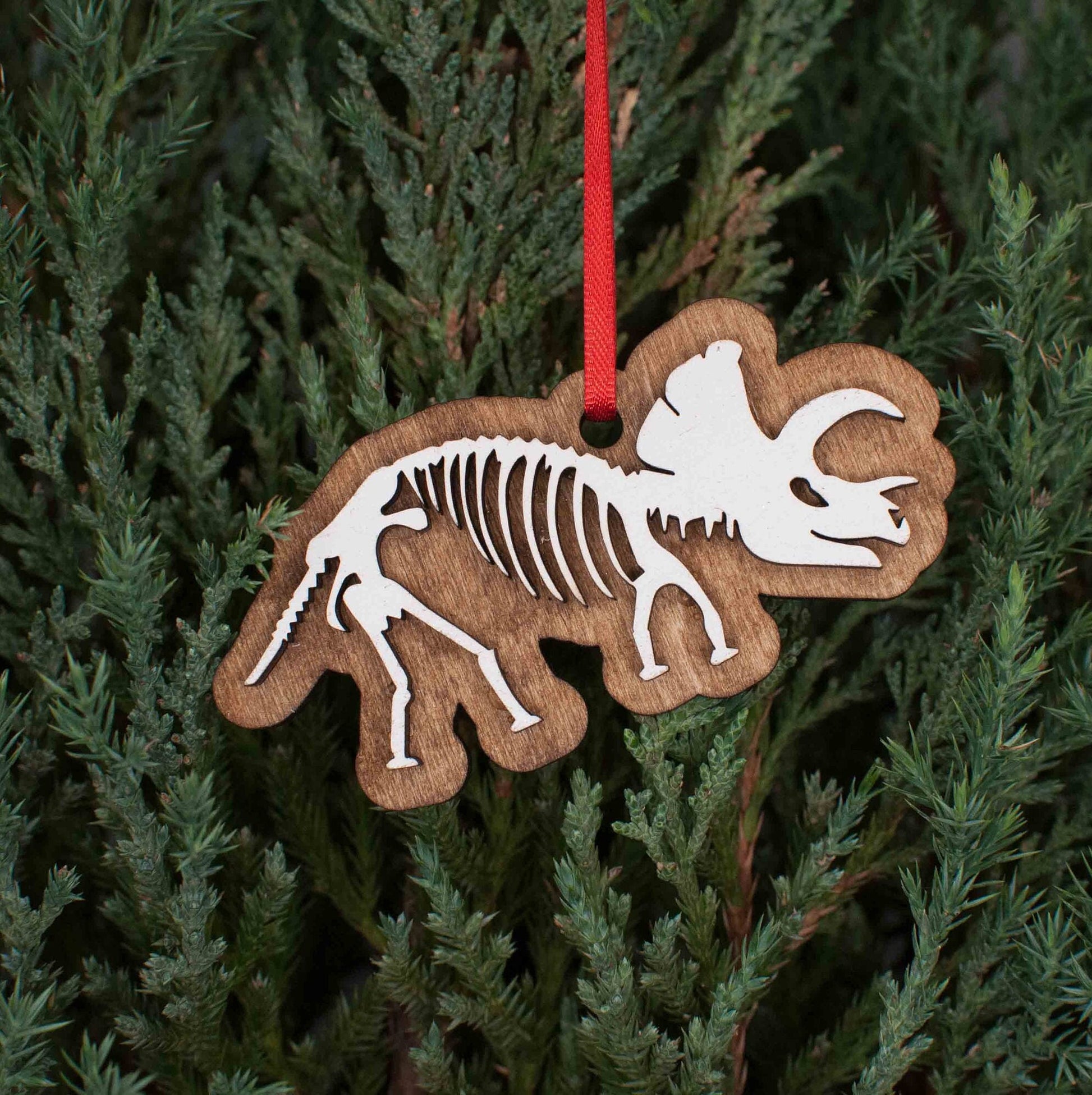 Dinosaur Bones Christmas Ornament, triceratops, pterodactyl, stegosaurus, brachiosaurus, ankylosaurus, tyrannosaurus rex