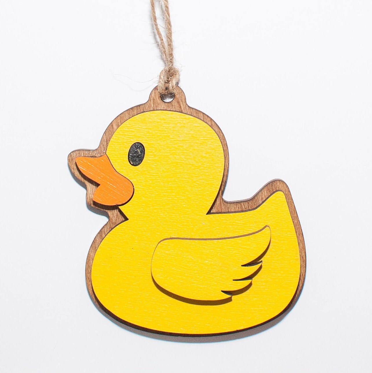 Yellow Duck Christmas Ornament, Personalized the wing with name and year