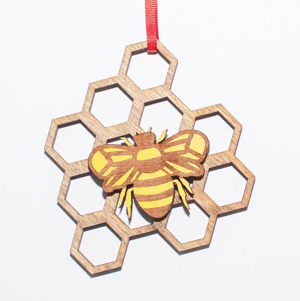 Honey Bee with Comb Christmas Ornament