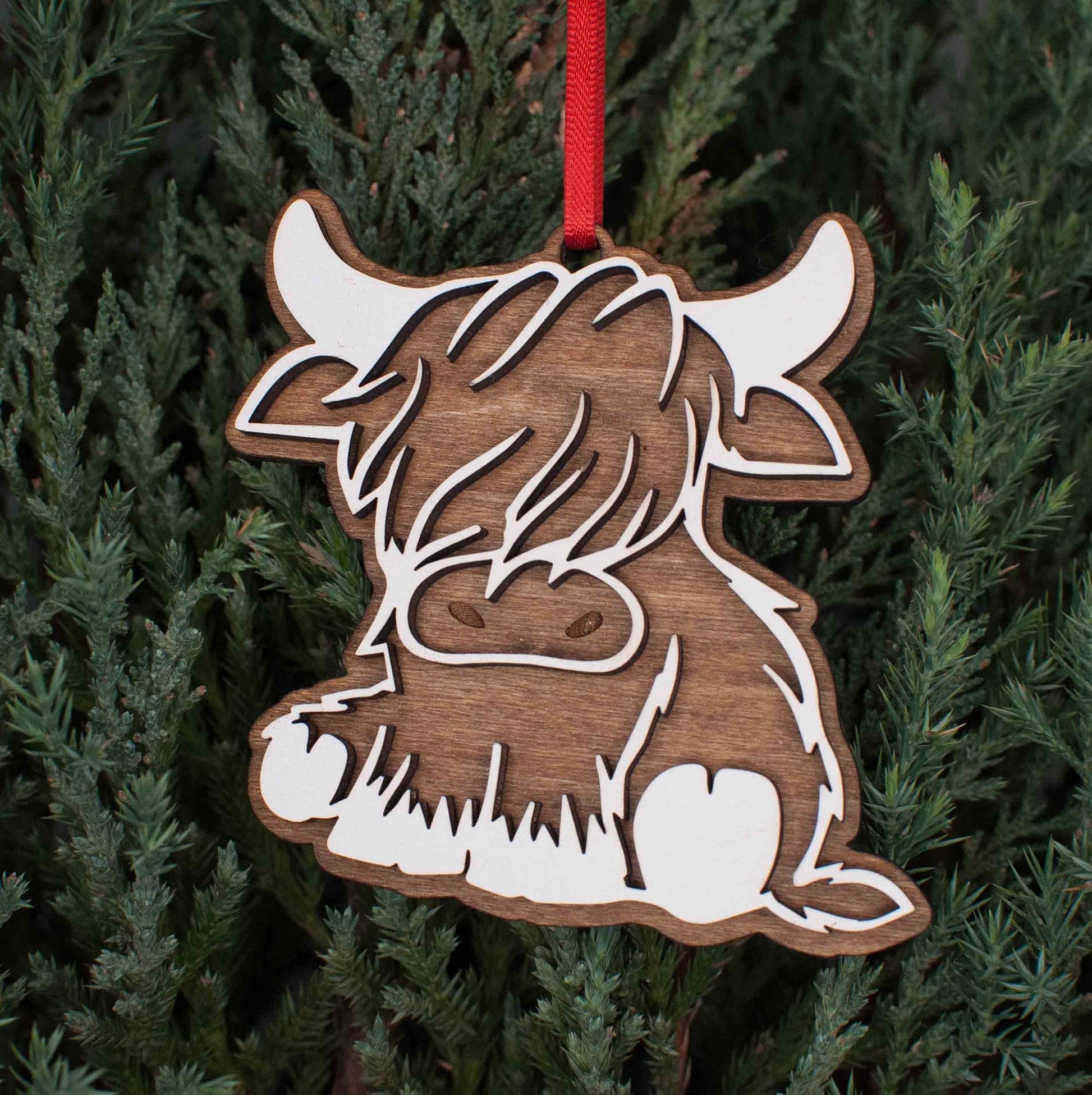 Highland Cow Christmas Ornament