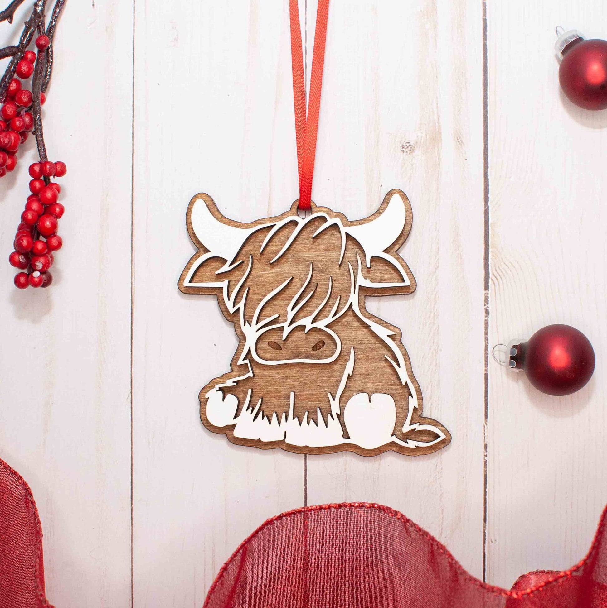 Highland Cow Christmas Ornament