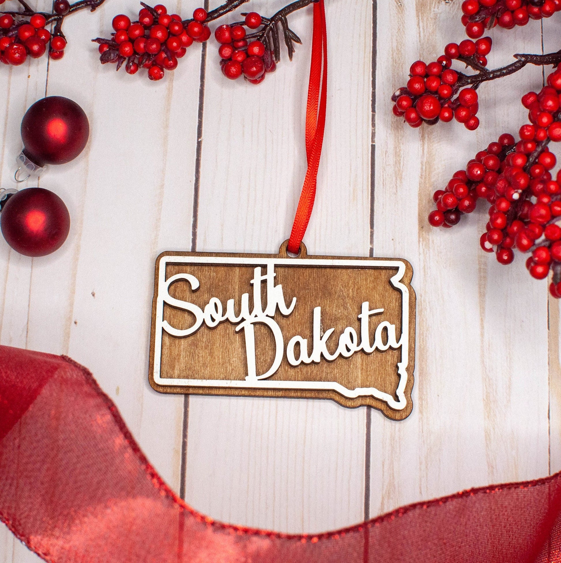 South Dakota Christmas Ornament