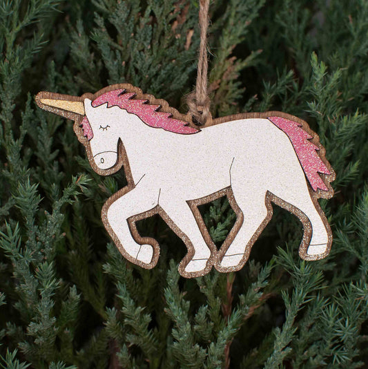 Sparkly Unicorn Christmas Ornament