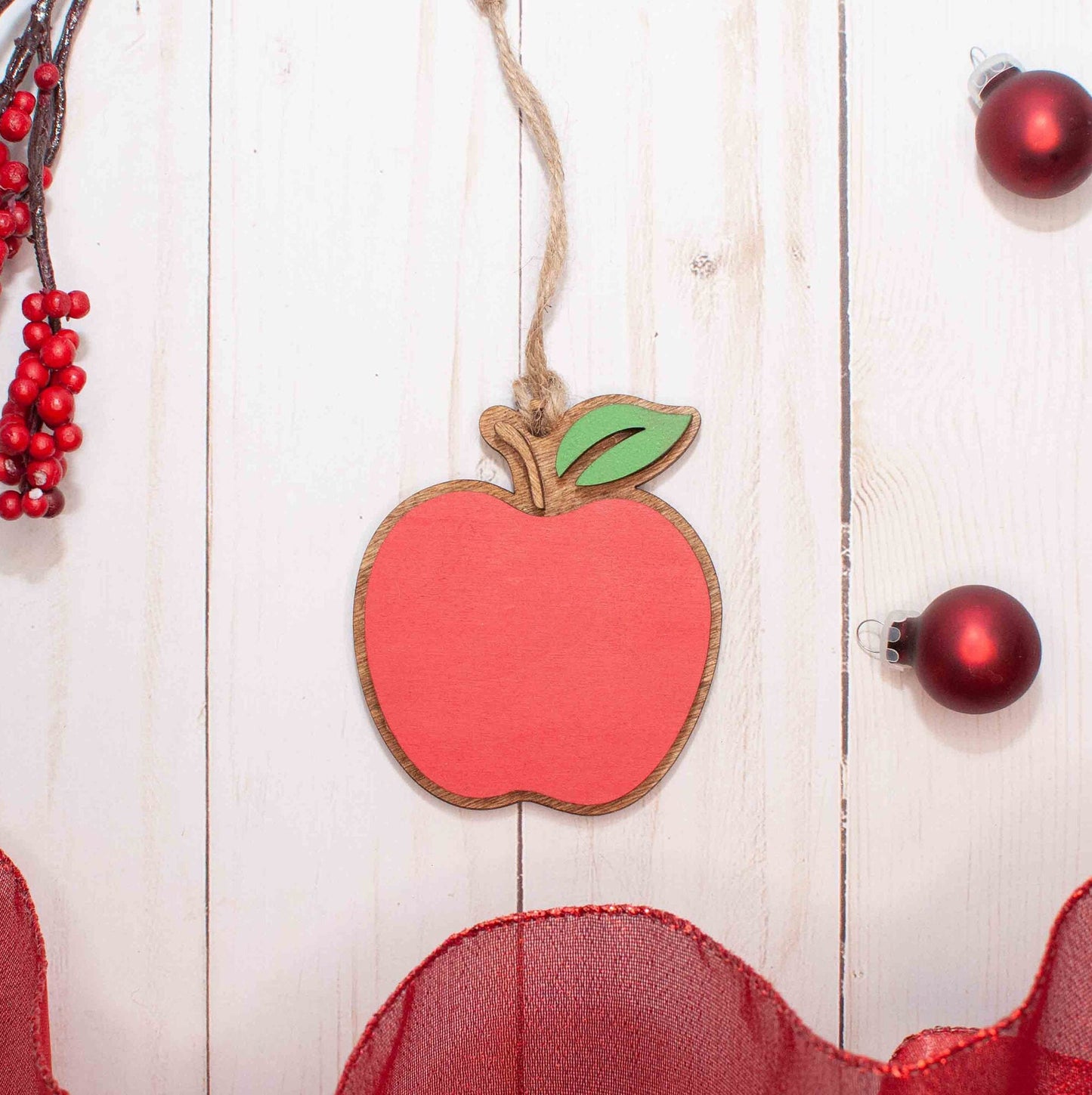 Apple Christmas Ornament, Personalized Apple for Teacher