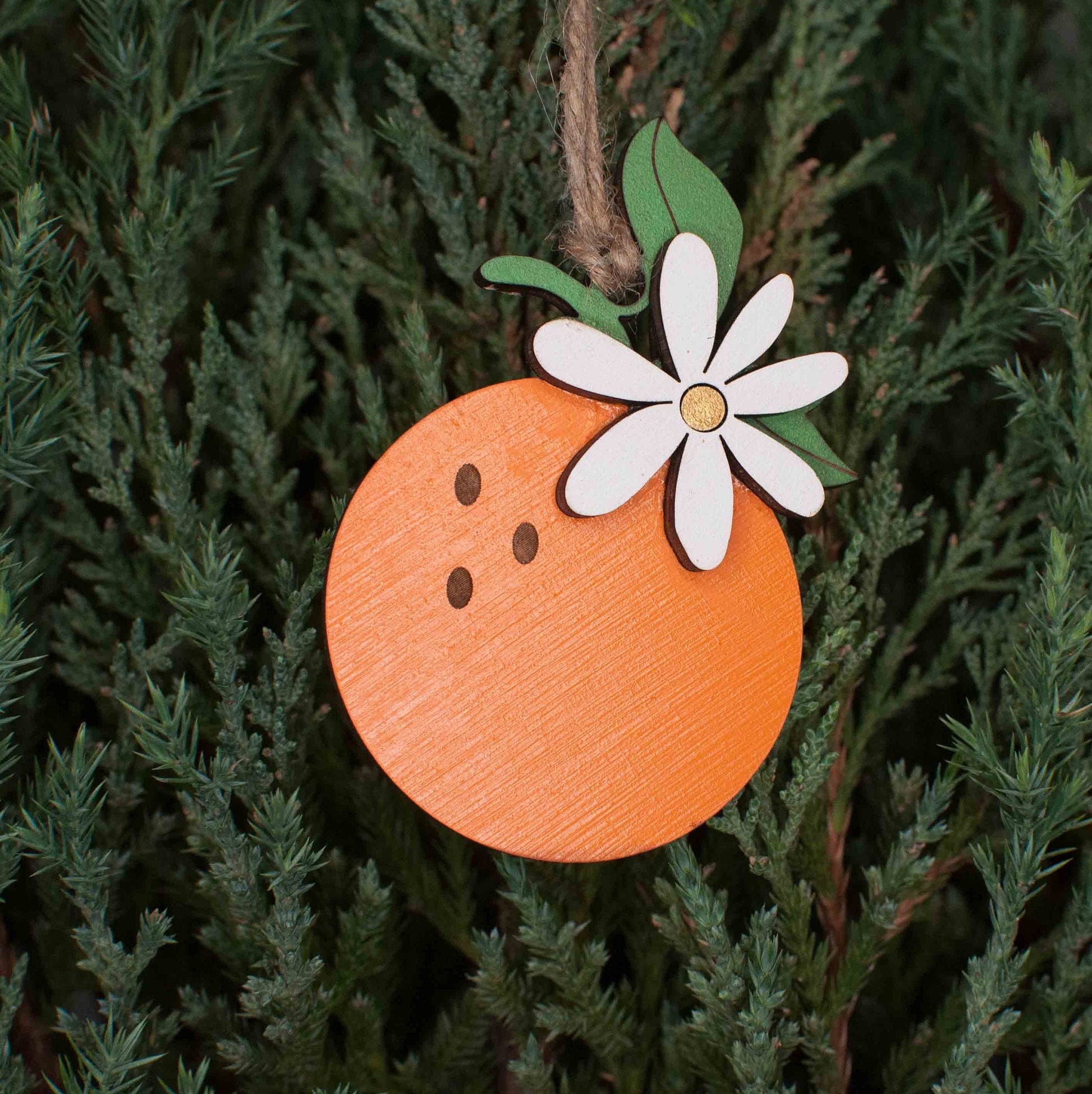 Orange Christmas Ornament with an Orange Blossom Flower