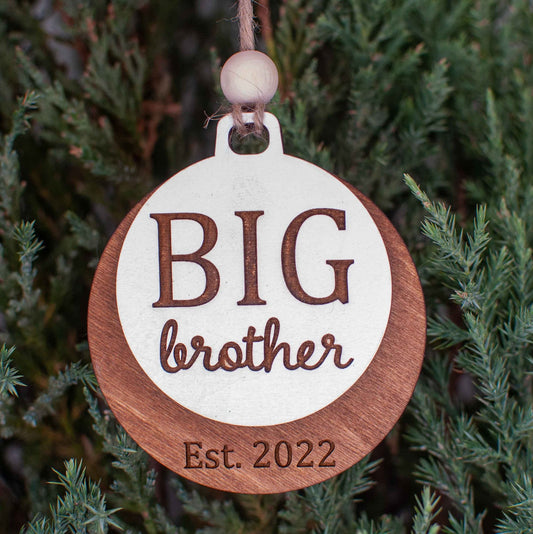 Big Brother Christmas Ornament, Sibling announcement surprise
