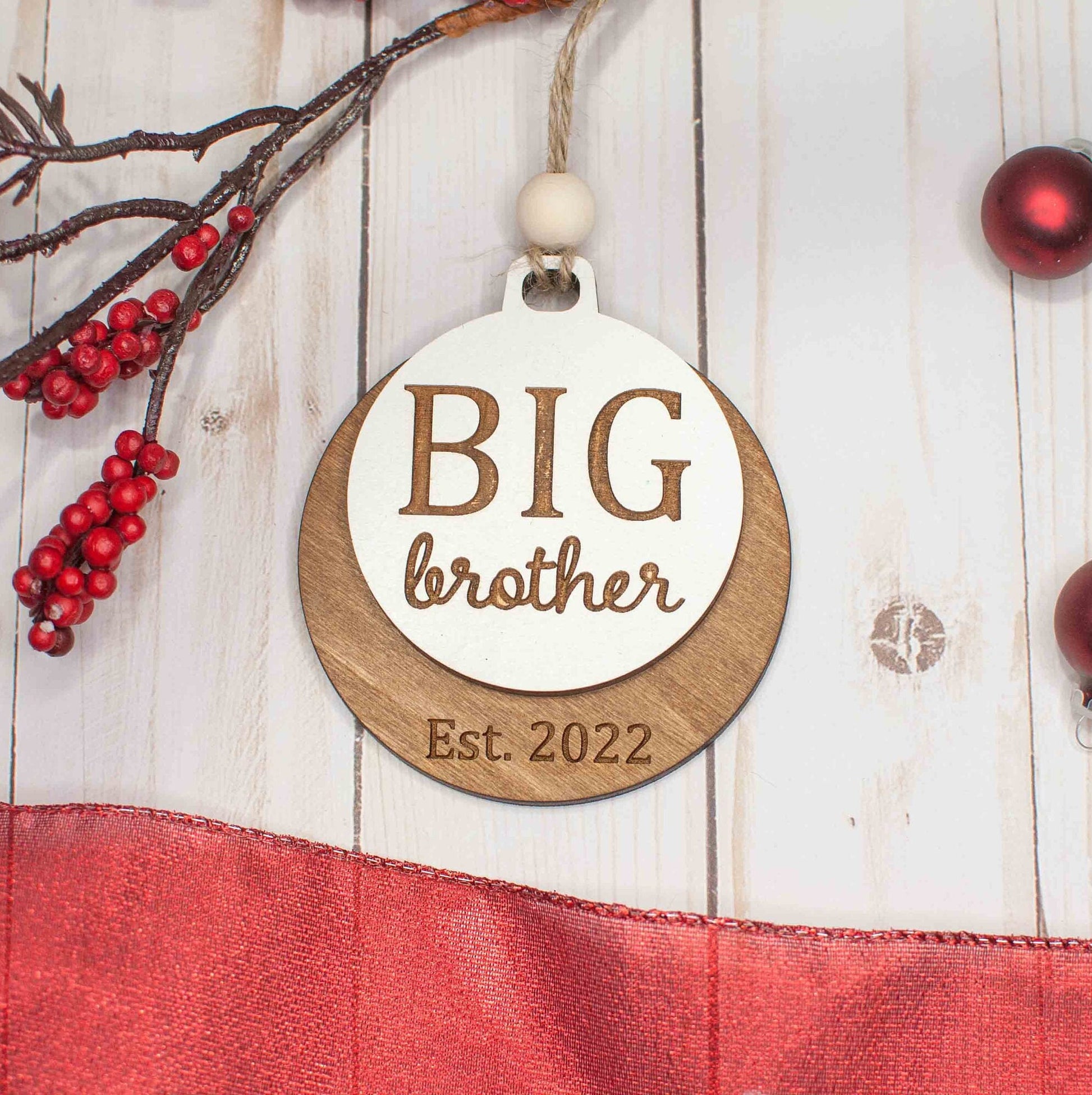 Big Brother Christmas Ornament, Sibling announcement surprise