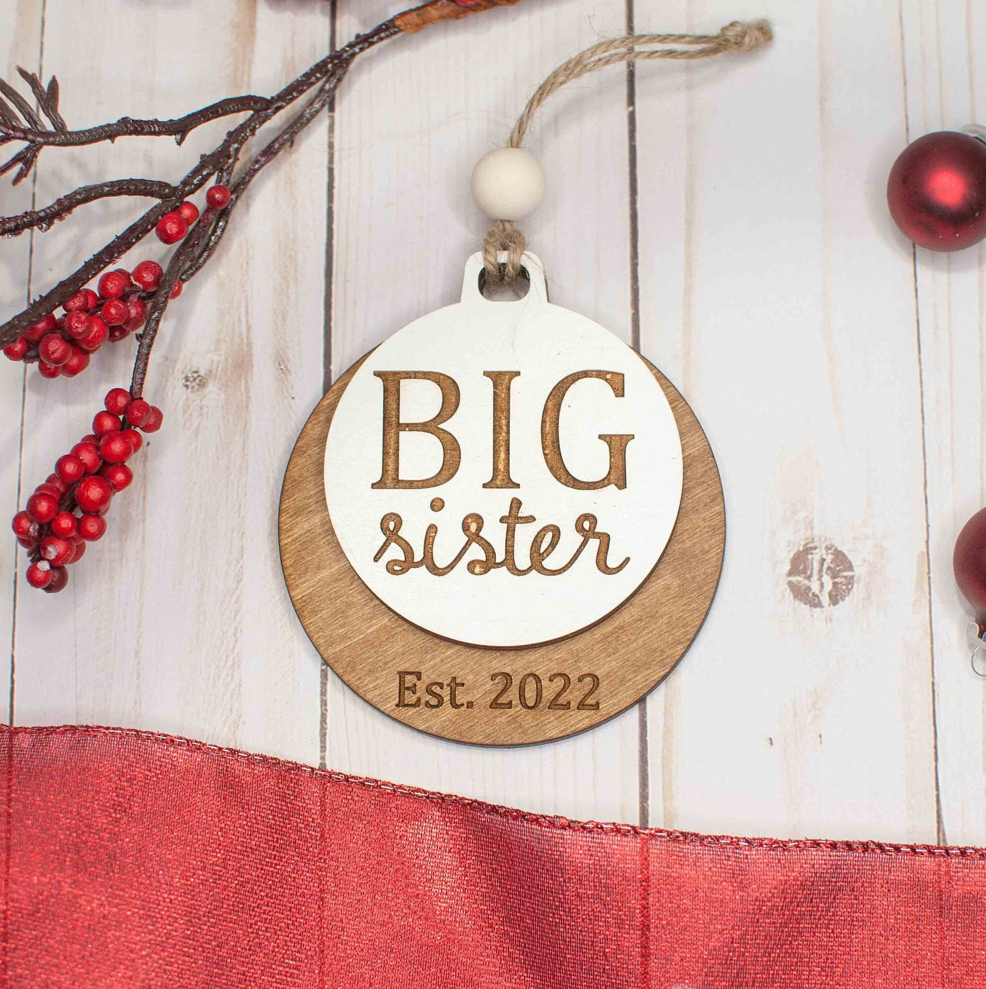 Big Sister Christmas Ornament, Sibling announcement surprise