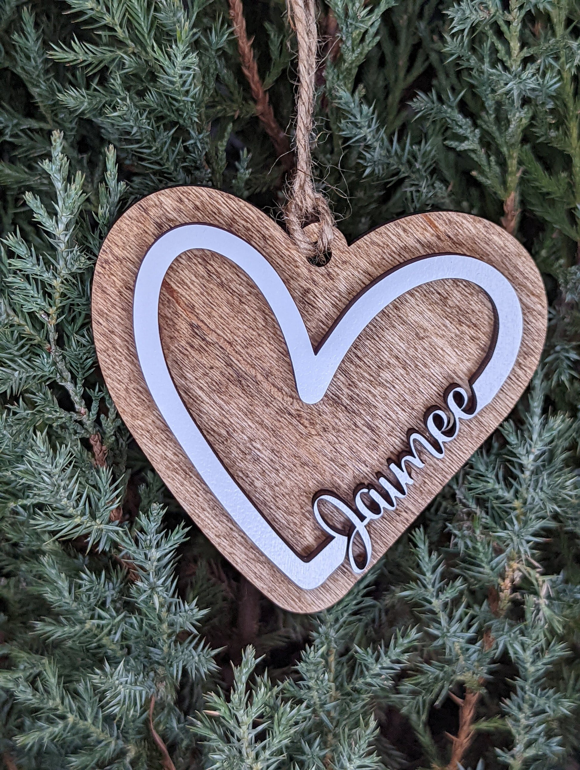 Heart Christmas Ornament, Personalized with name