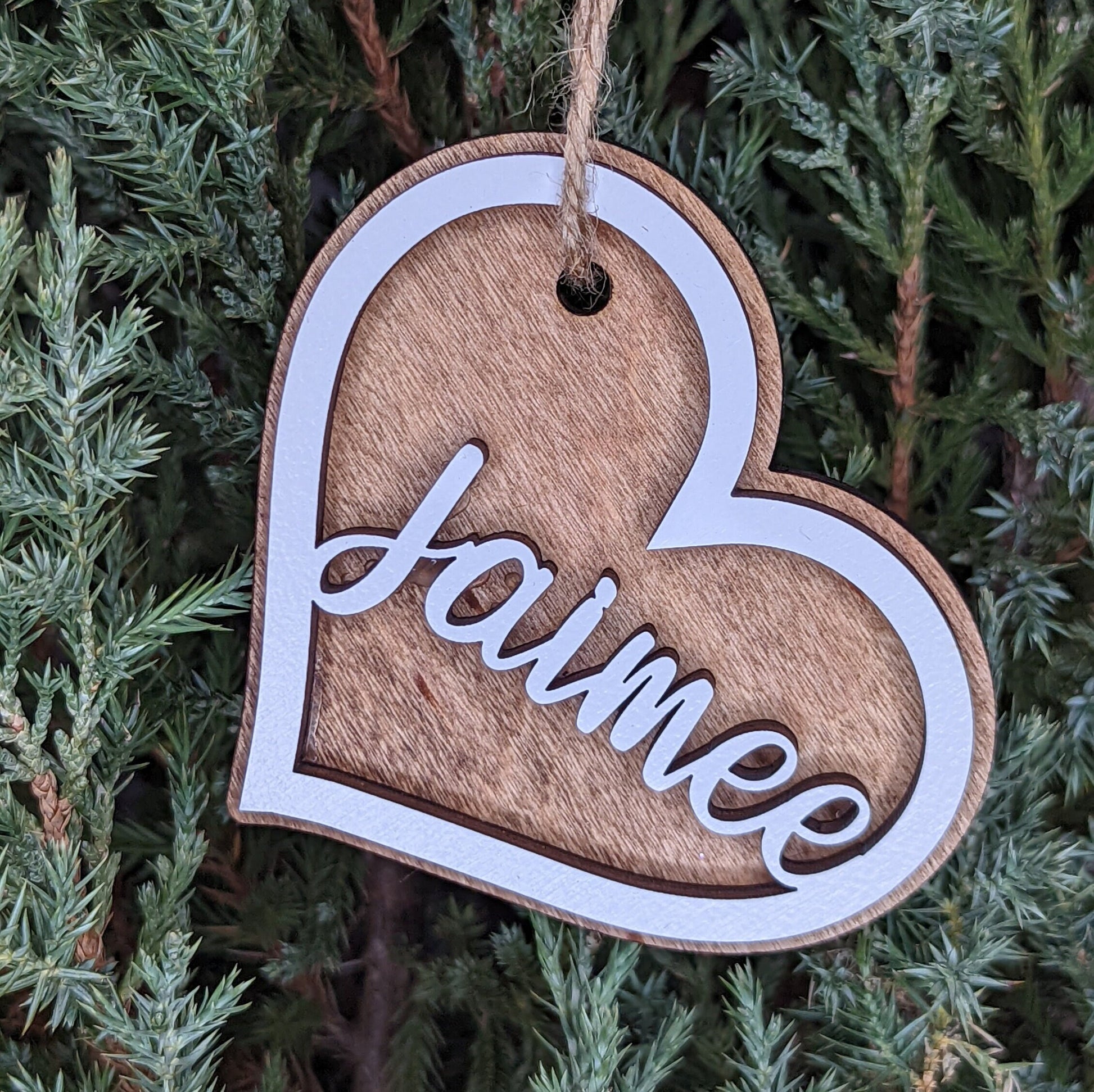 Heart Christmas Ornament, Personalized with name