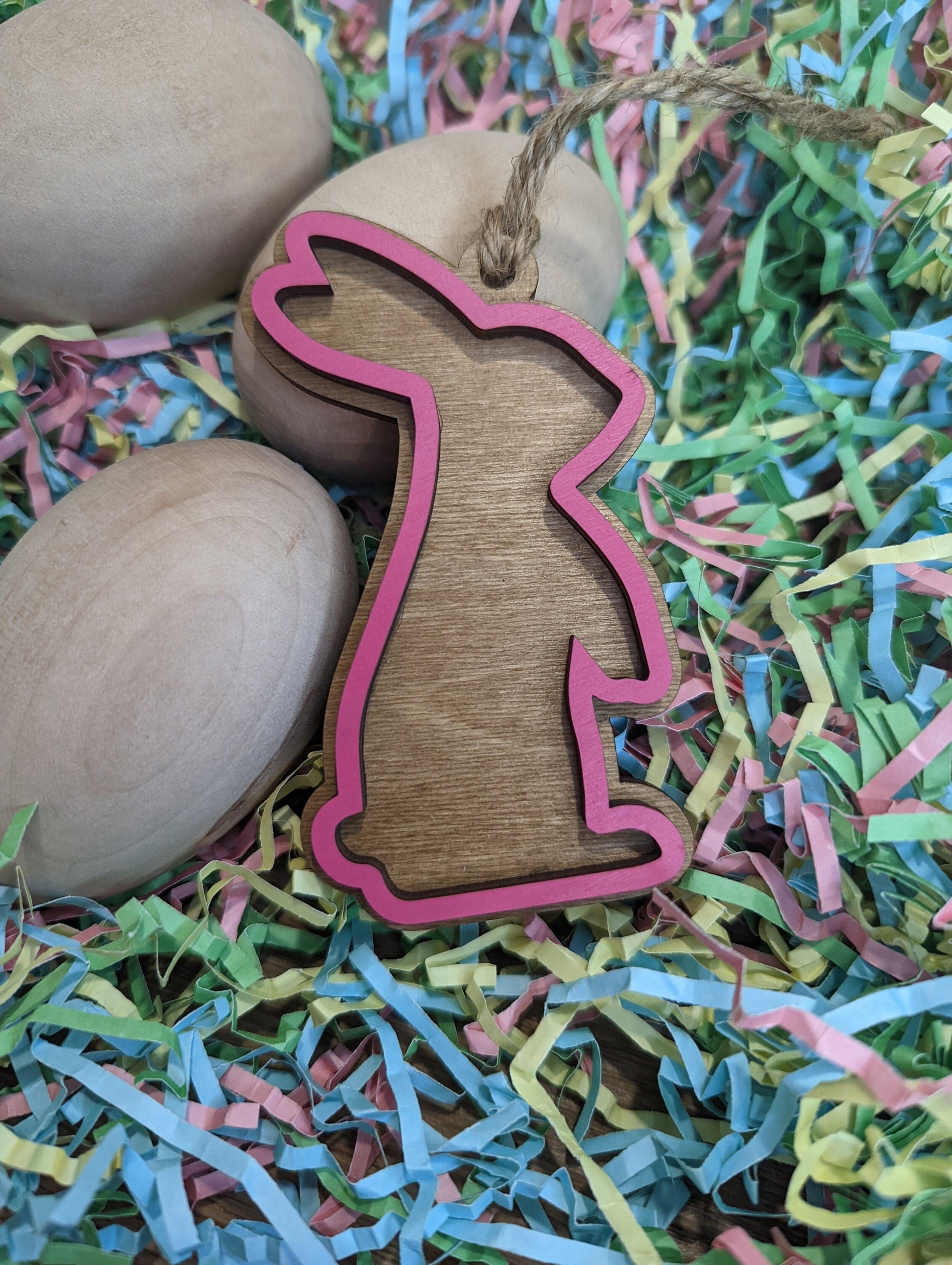 Bunny Ornament, rabbit outline, Personalize the bunny with name and year