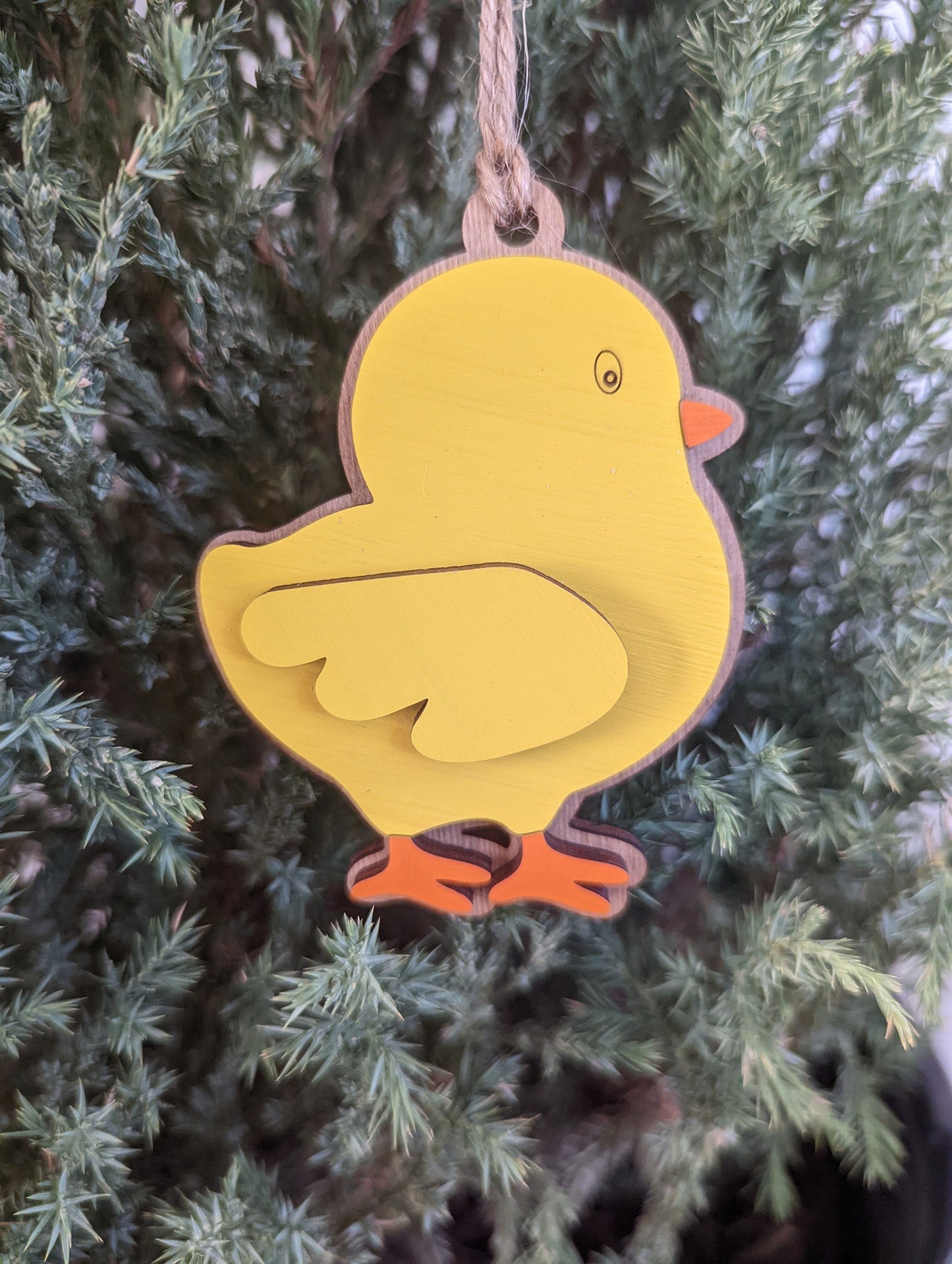 Baby Chick Easter basket tag, Wooden yellow chick, Personalize the wing with name and year