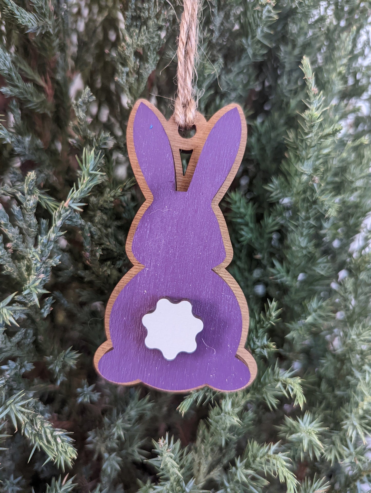 Bunny Ornament, Cotton tail, Personalize the bunny with name and year