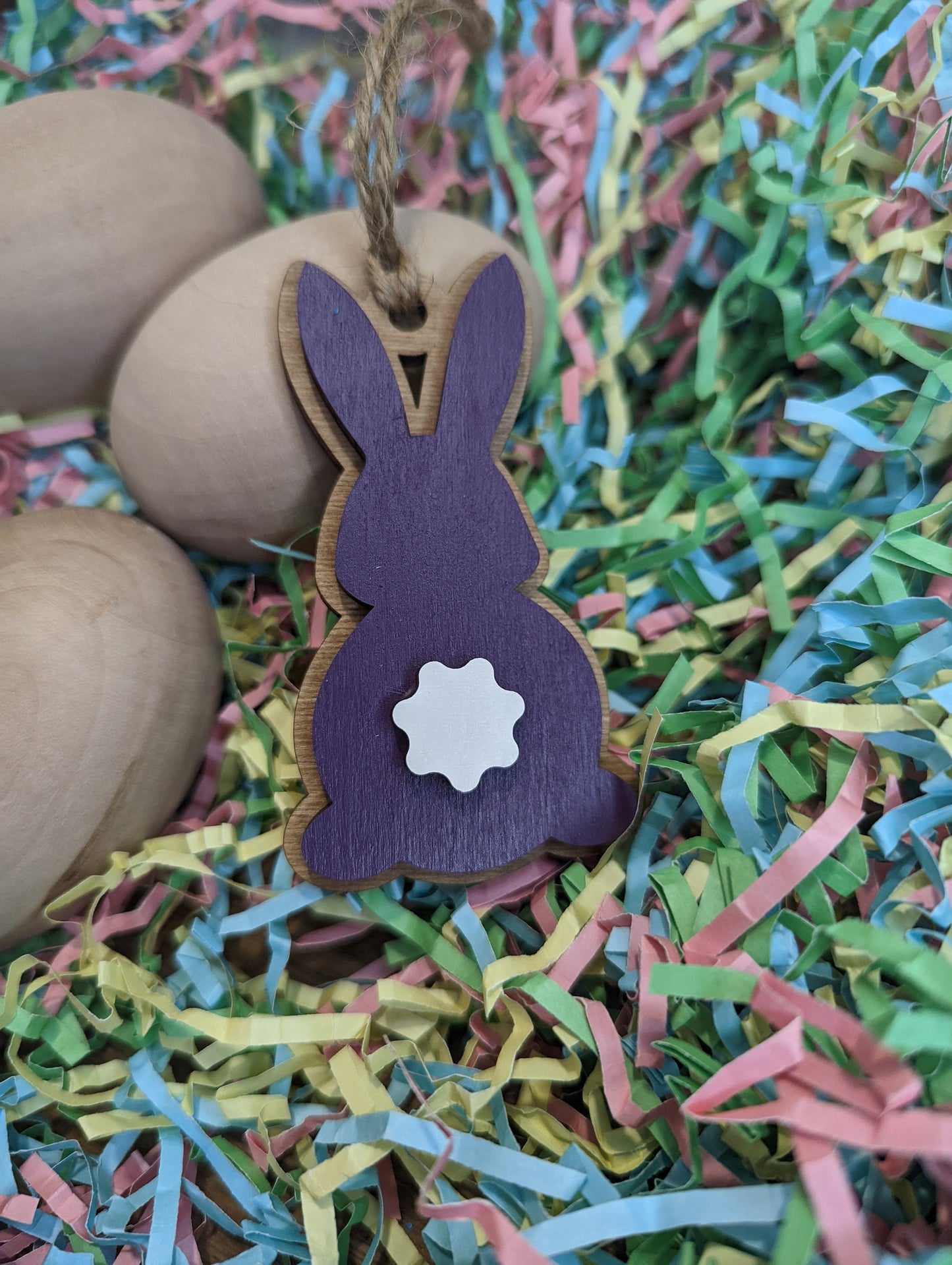 Bunny Ornament, Cotton tail, Personalize the bunny with name and year