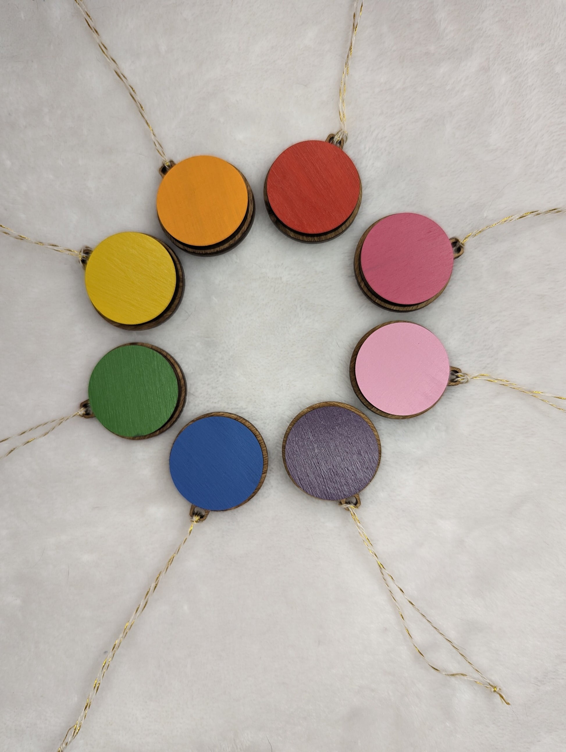 Little color pops Christmas Ornament, small round colorful wood ornaments, mix and match colors