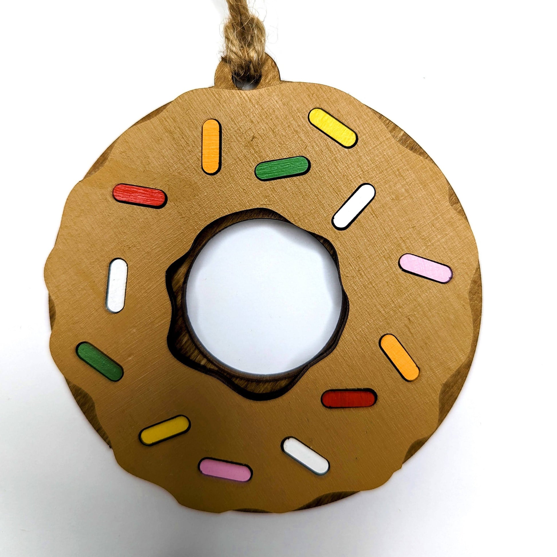 Donut Christmas Ornament, Chocolate Pink and White Donuts