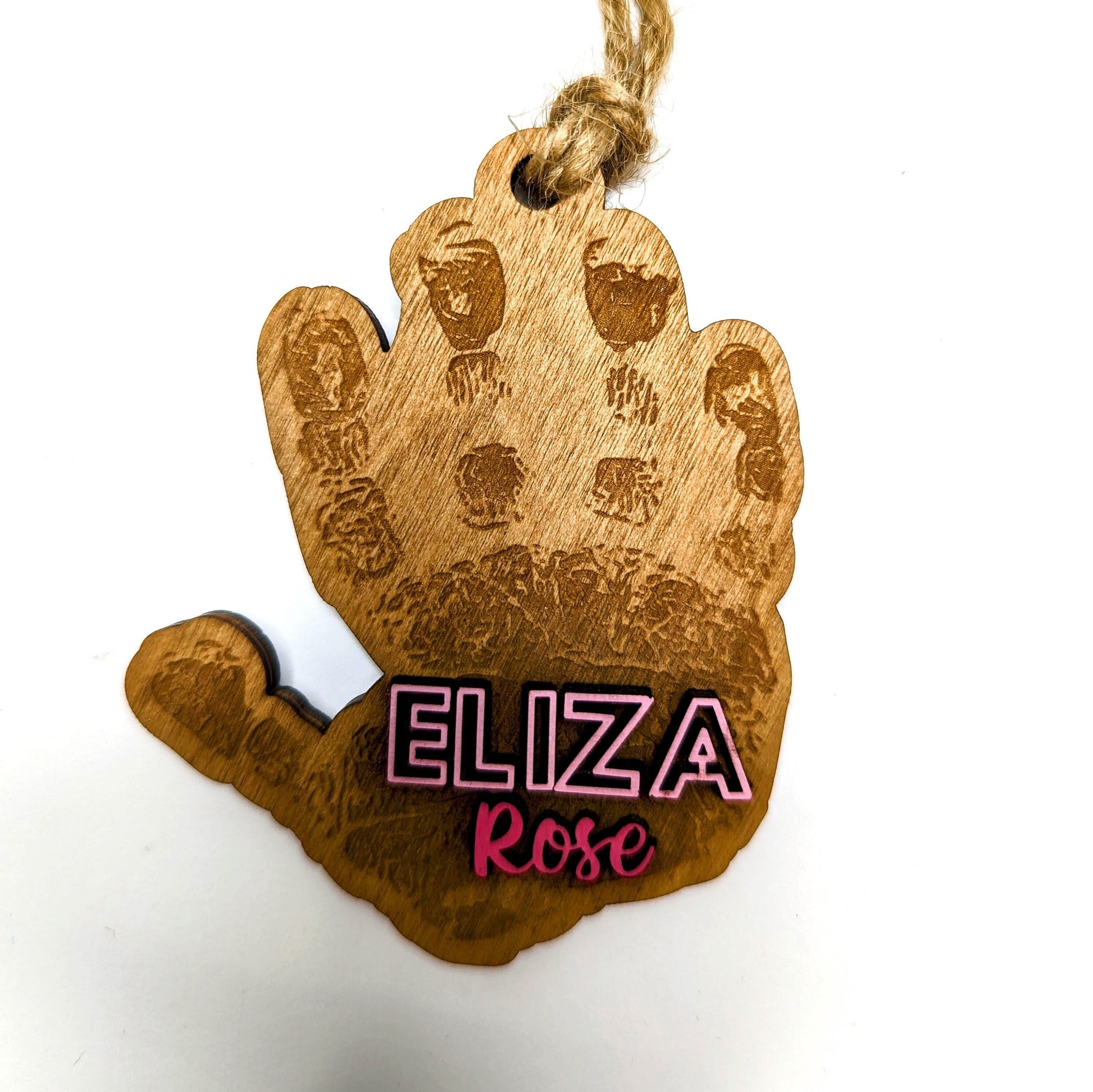 Customizable Handprint Christmas Ornament, Personalized handprint with name