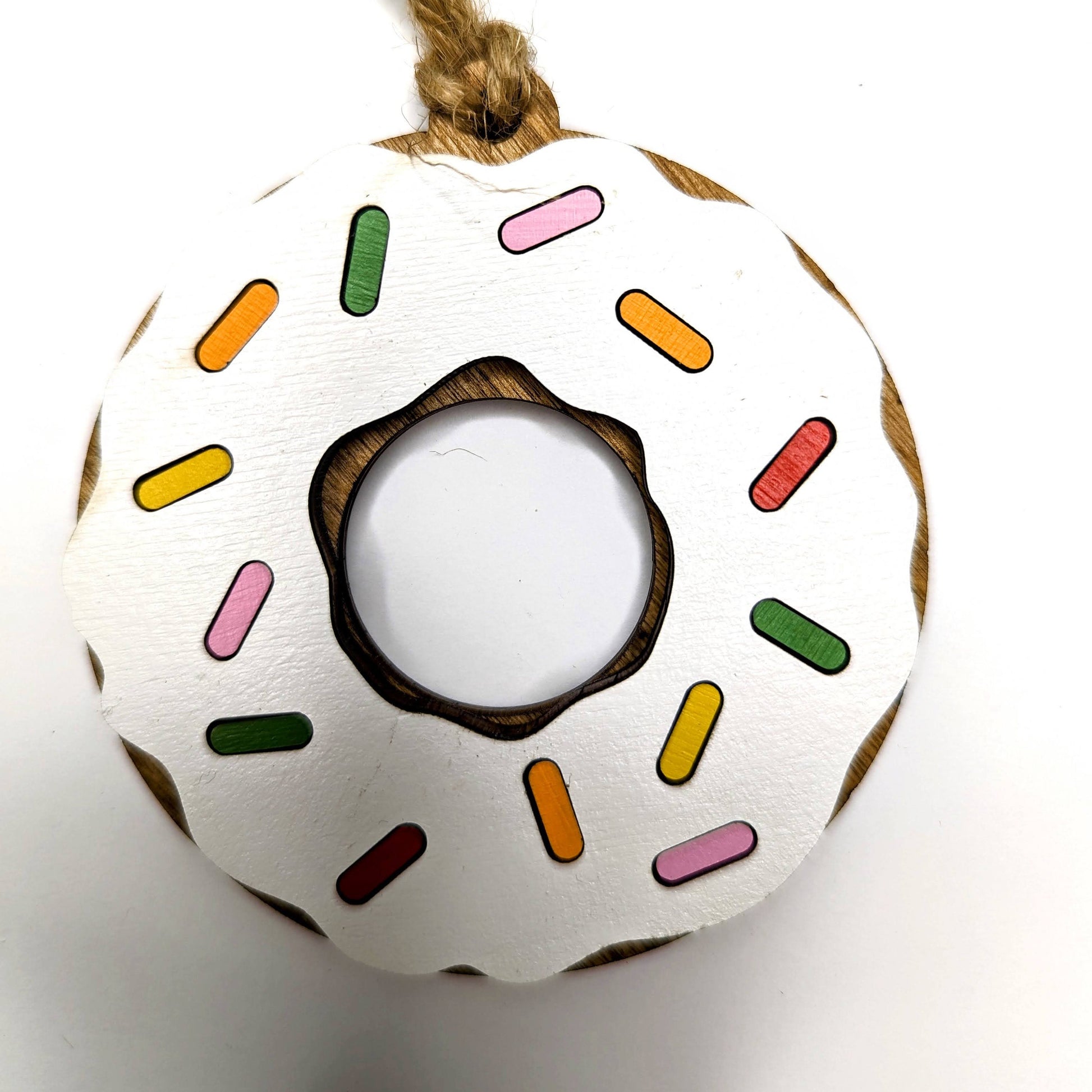 Donut Christmas Ornament, Chocolate Pink and White Donuts