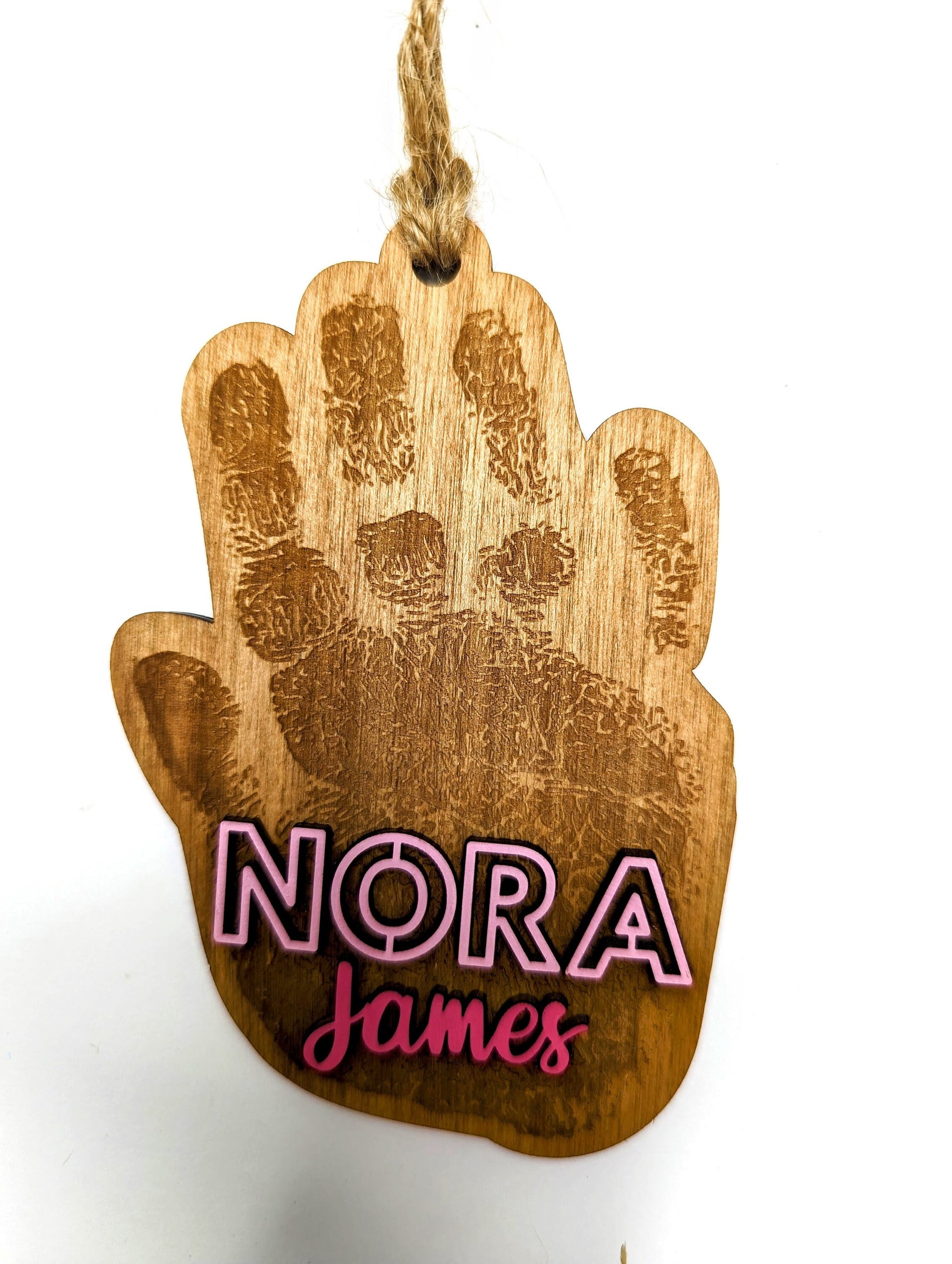 Customizable Handprint Christmas Ornament, Personalized handprint with name