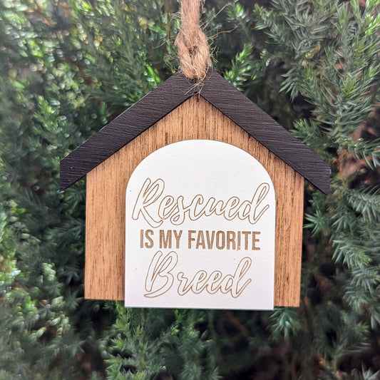 Dog House Rescue Christmas Ornament, Puppy's first Christmas in their new home