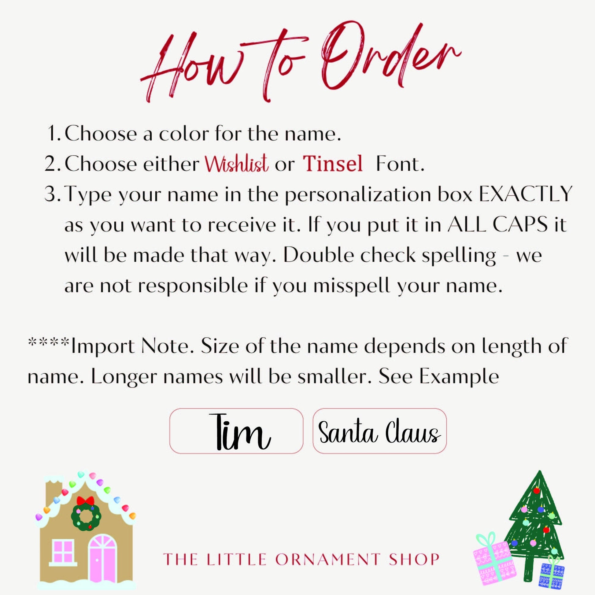 Personalized Name Christmas Ornament, Stocking tags, Custom name tags