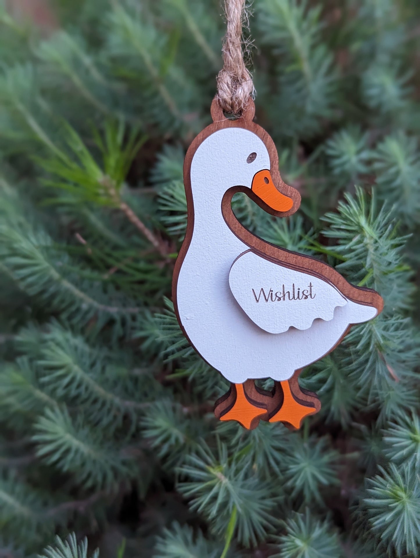 Silly Goose Christmas Ornament, Personalized the wing with name and year