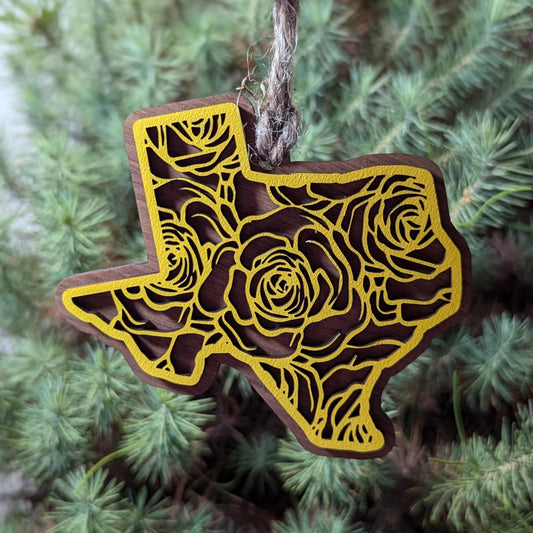 Texas Yellow Rose Christmas Ornament