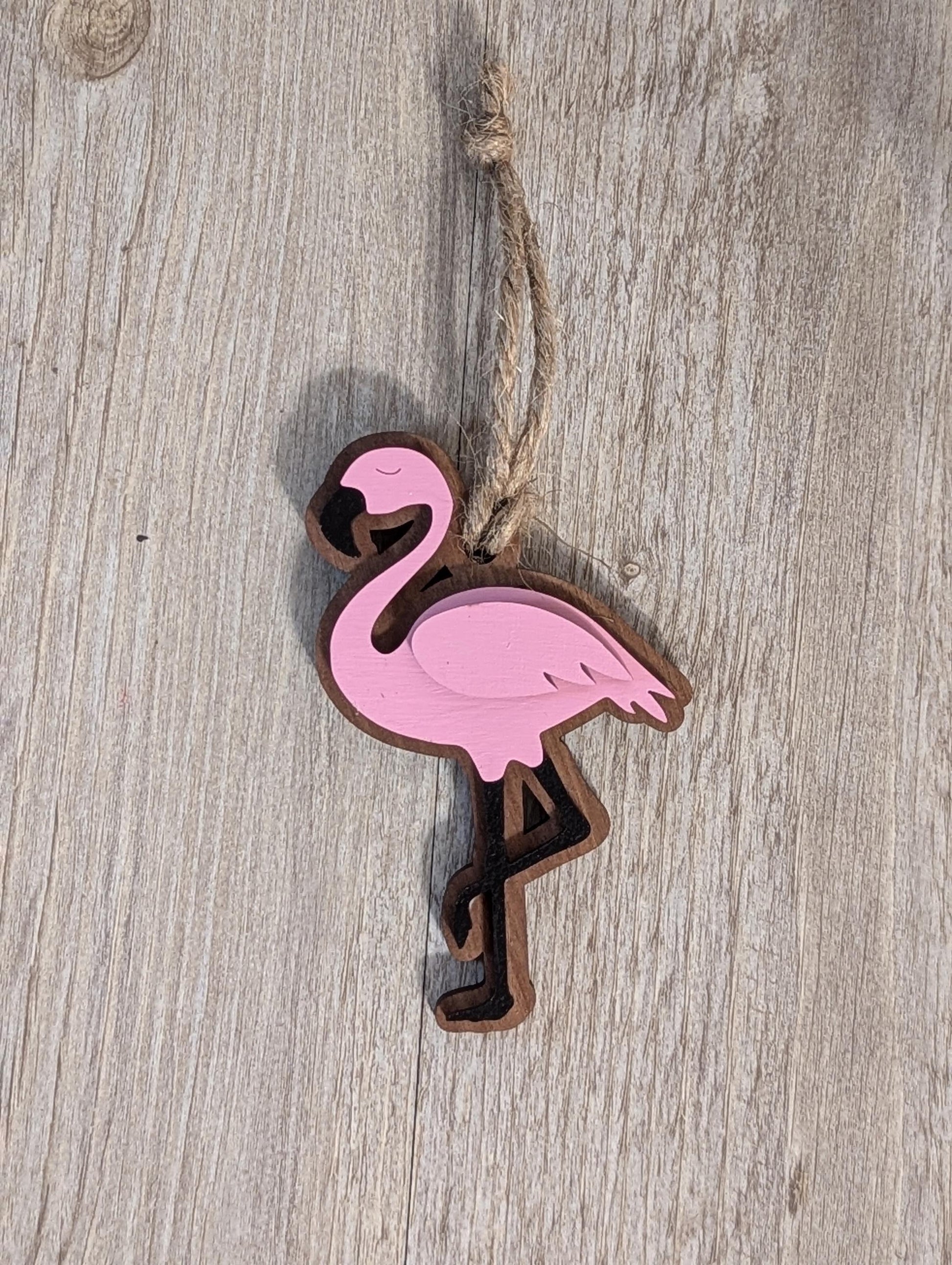 Flamingo Christmas Ornament, Personalized the wing with name and year