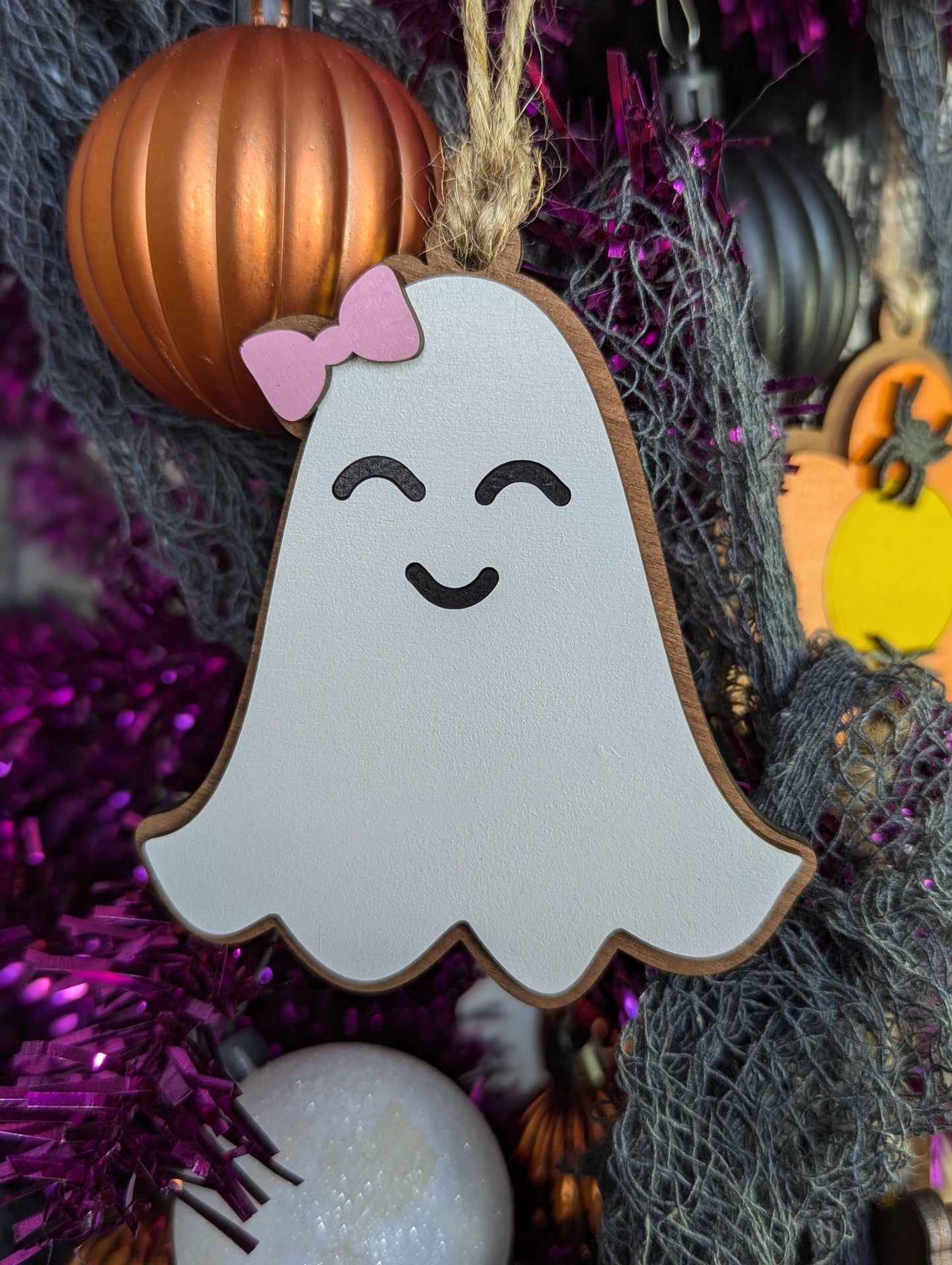 Halloween Ornament, Wooden Cute Spooky Ghost Ornament