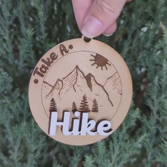 Take A Hike Christmas Ornament, Mountain and Sun outdoor Ornaments