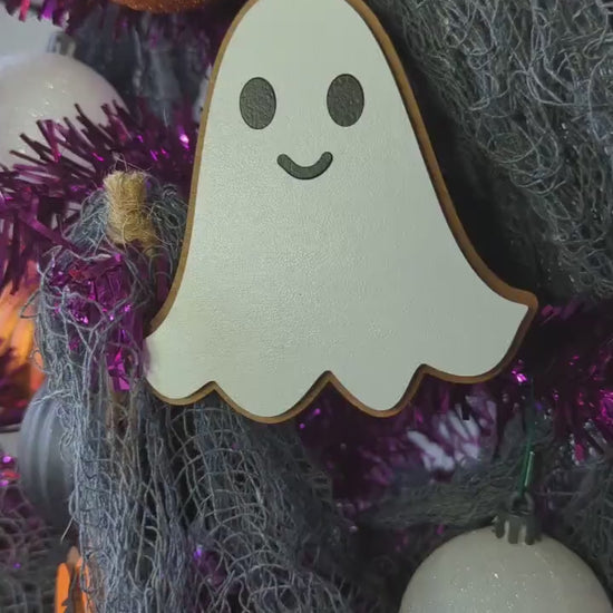 Halloween Ornament, Wooden Cute Spooky Ghost Ornament