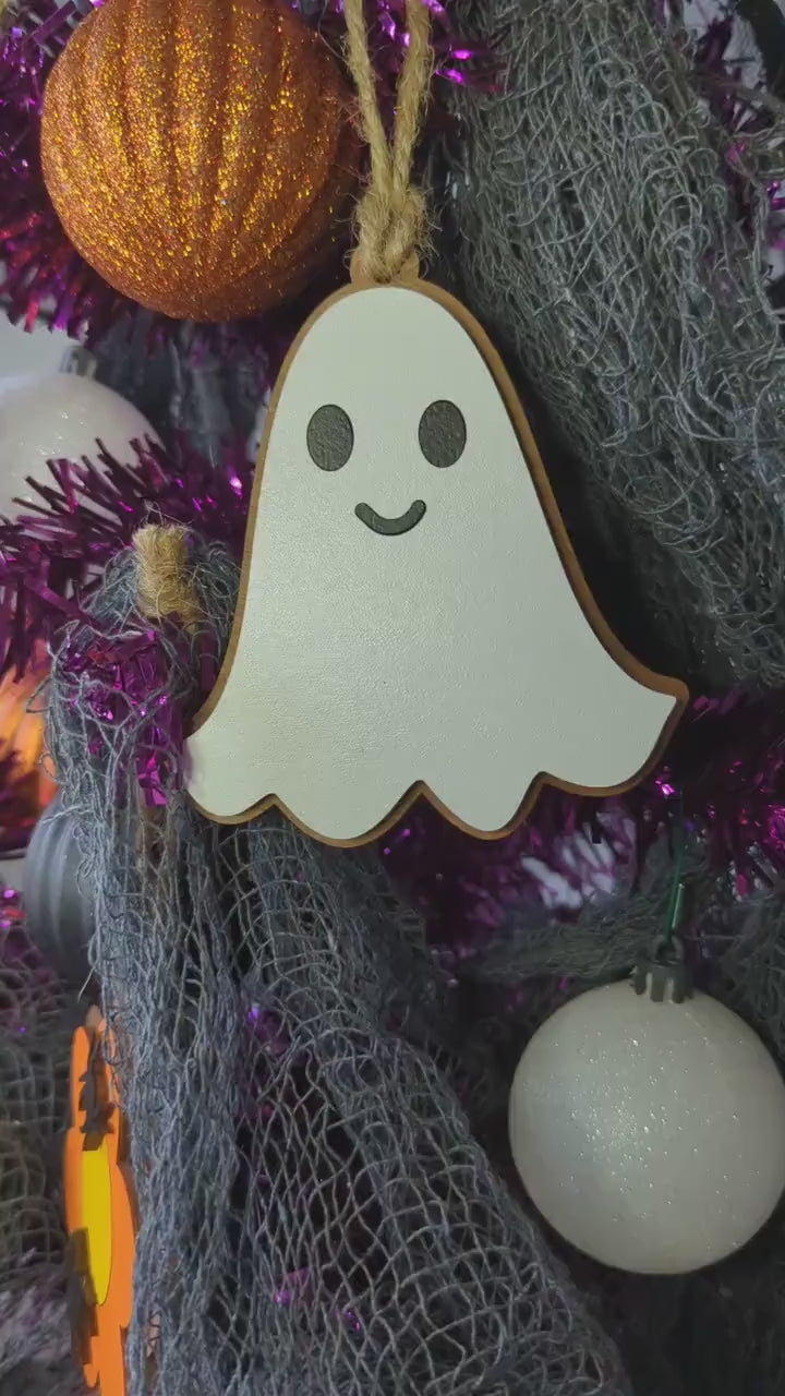 Halloween Ornament, Wooden Cute Spooky Ghost Ornament