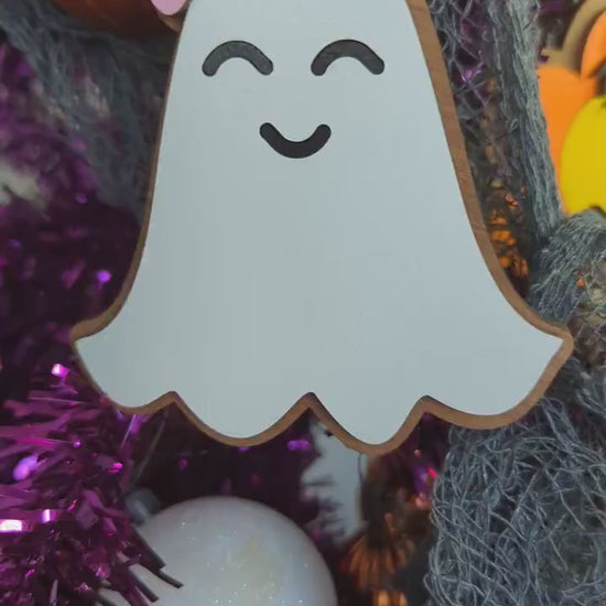 Halloween Ornament, Wooden Cute Spooky Ghost Ornament