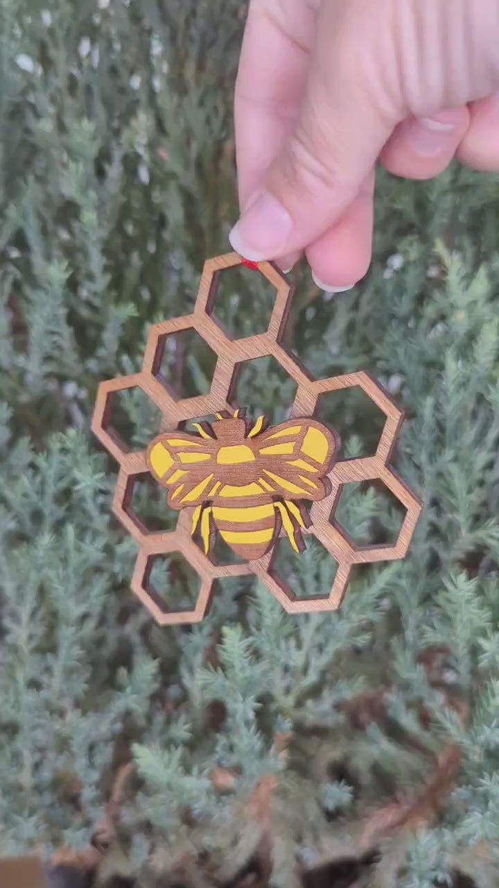 Honey Bee with Comb Christmas Ornament