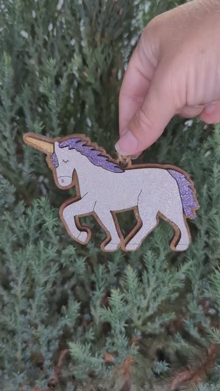 Sparkly Unicorn Christmas Ornament