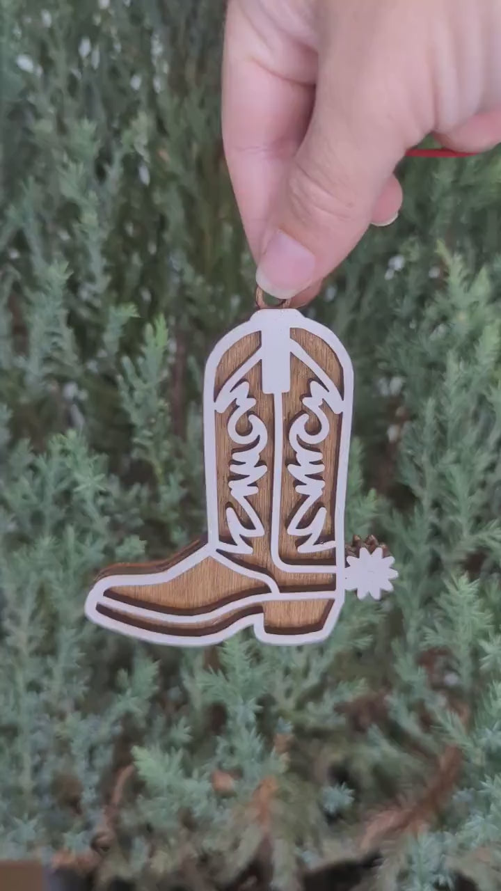 Colorful Cowboy Boot Christmas Ornament