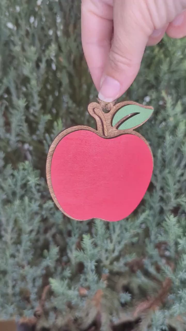 Apple Christmas Ornament, Personalized Apple for Teacher